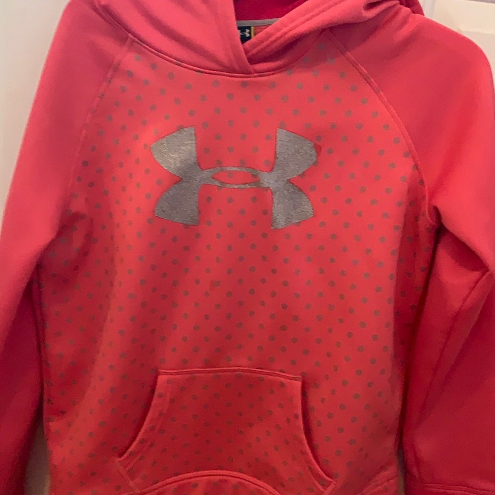 Youth large coral under armor hoodie